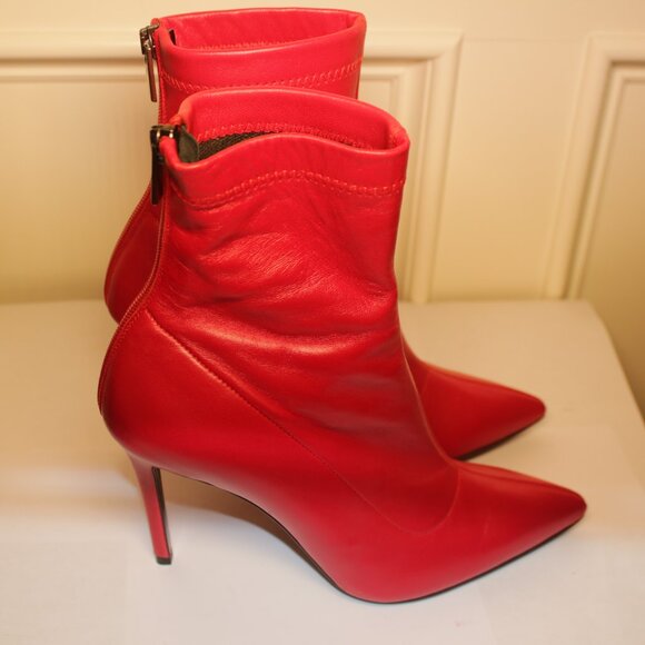 Barney's New York RED 3.5 inch leather Boots size 38.5 - Picture 5 of 6
